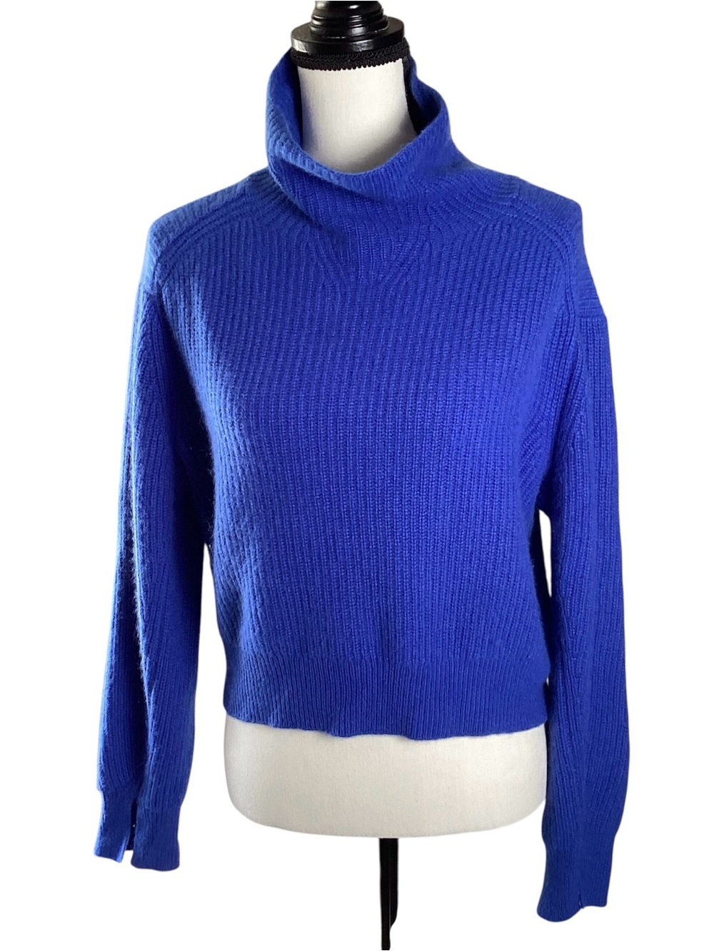 rag & bone Royal Blue Ribbed Turtleneck Sweater 100% cashmere